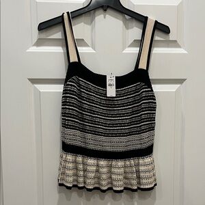 Express black and cream sweater peplum